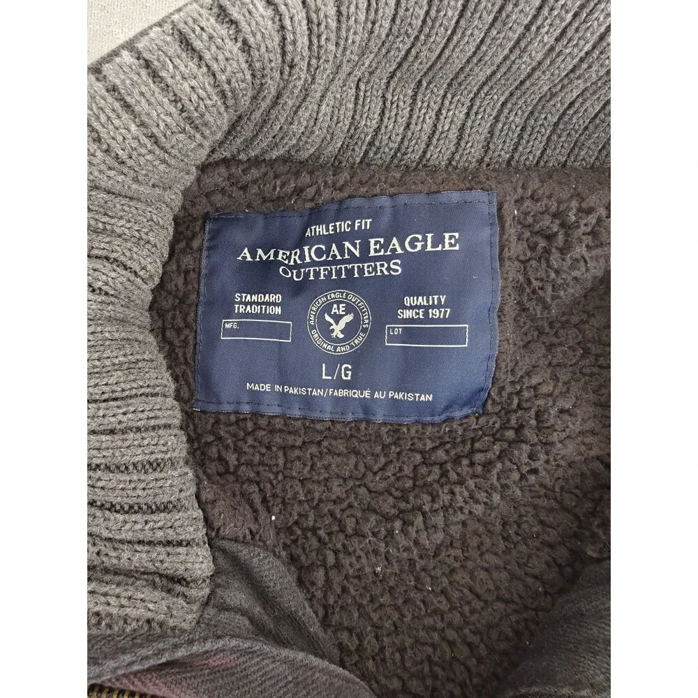 American Eagle Outfitters Sherpa Lined Jacket Mens Large Black Full Zip